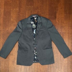 Soul of London Men’s Blazer in Gray and Black, Elbow Patches, Size 40R